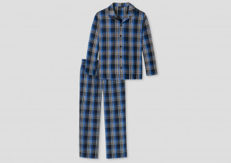 Schiesser Herren Pyjama blau-kariert