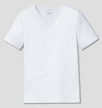 SCHIESSER Men's T-Shirt V-neck Laser Cut - white