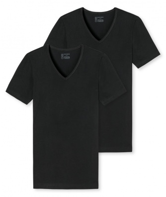 2-Pack Men's V-Neck T-Shirt 1/2 SCHIESSER 95/5 - black