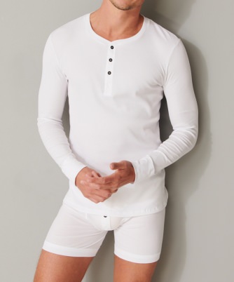 Men's Long Sleeve Top 1/1 Schiesser Retro Rib - white