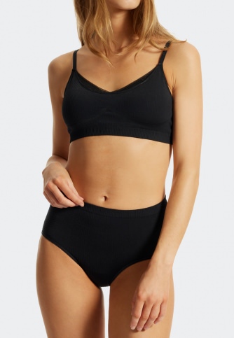 Damen Soft BH SCHIESSER Seamless Recycled Rib - schwarz