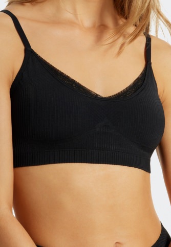 Damen Soft BH SCHIESSER Seamless Recycled Rib - schwarz