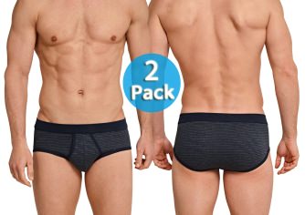 2er Pack Herren Sportslip Schiesser Original Feinripp Melange dunkelblau