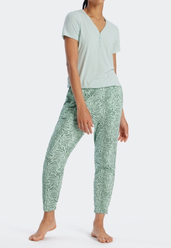 Ladies Casual Trousers Long Schiesser Mix & Relax - gray-green