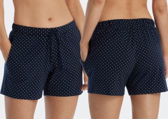 Damen Hose kurz SCHIESSER Mix & Relax - dunkelblau gepunktet