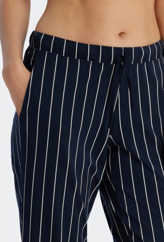 Ladies pants 3/4 long Schiesser Mix & Relax - dark blue striped