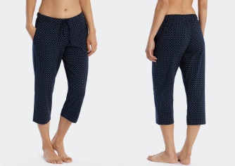 Damen Hose 3/4 lang Schiesser Mix & Relax - dunkelblau gepunktet