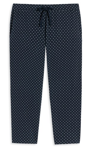 Damen Hose 3/4 lang Schiesser Mix & Relax - dunkelblau gepunktet