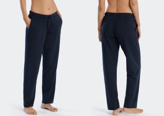 Damen Loungehose lang Schiesser Mix & Relax - dunkelblau gepunktet