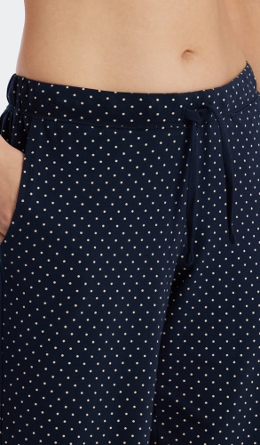 Ladies lounge pants long Schiesser Mix & Relax - dark blue dotted