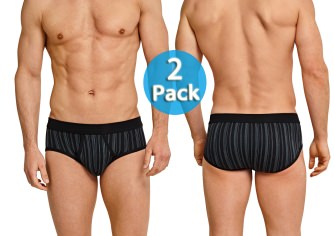 2er Pack Herren Sportslip Feinripp SCHIESSER Original Classics - schwarz gestreift