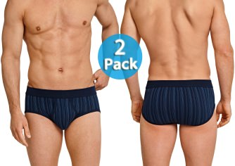 2er Pack Herren Sportslip Feinripp SCHIESSER Original Classics - dunkelblau gestreift