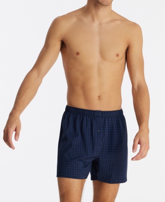 Men's Boxers SCHIESSER Cotton Casuals - dark blue plaid