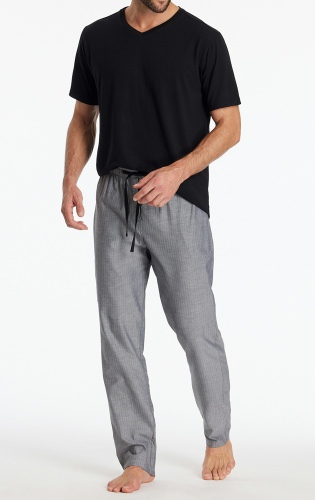 Men's long lounge pants SCHIESSER Mix & Relax - grey-black-patterned