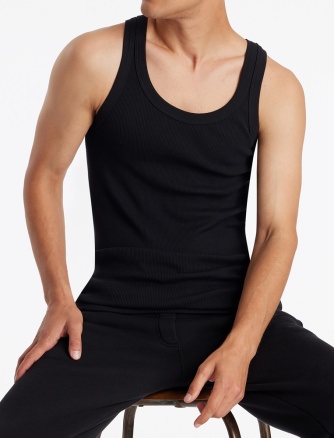 Men's Vest Top 0/0 SCHIESSER REVIVAL Friedrich - black