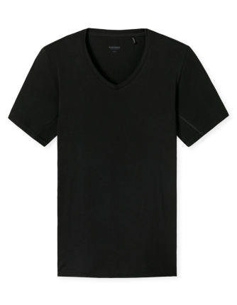 Herren kurzarm V-Shirt SCHIESSER Premium Cotton - schwarz