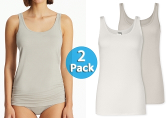 2-Pack Ladies' Vest Tops SCHIESSER Modal Essentials - grey-jacquard and sand