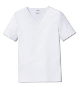 Men's V-Neck T-Shirt 1/2 SCHIESSER Laser Cut - white