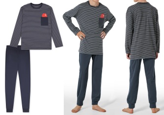 Boys long pajamas SCHIESSER Nightwear - dark blue graphite