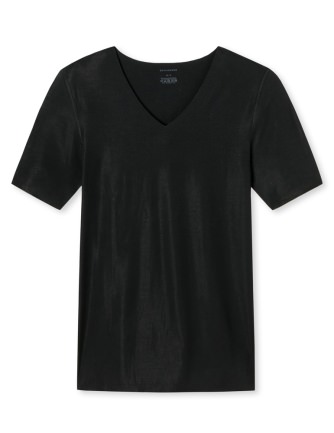 Men's V-Neck T-Shirt 1/2 SCHIESSER Laser Cut - black