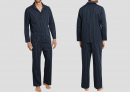 Herren Pyjama SEIDENSTICKER Twill gestreift dunkelblau