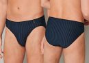 SCHIESSER Herren Supermini Long Life Soft - navy-schwarz gestreift